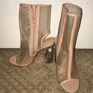 Forever 21 mesh clear heel open toe sandal